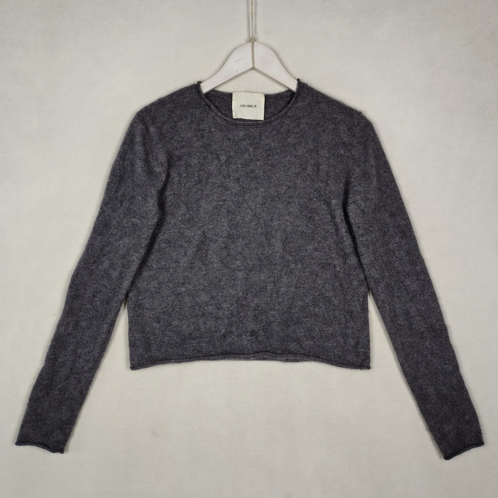Lisa Yang Charcoal Grey Cashmere Crewneck Sweater Size 1 Small Cropped Knit